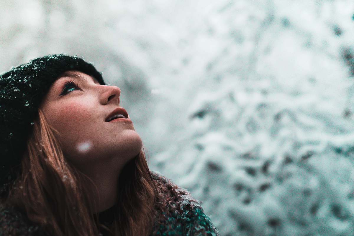 person woman looking up human