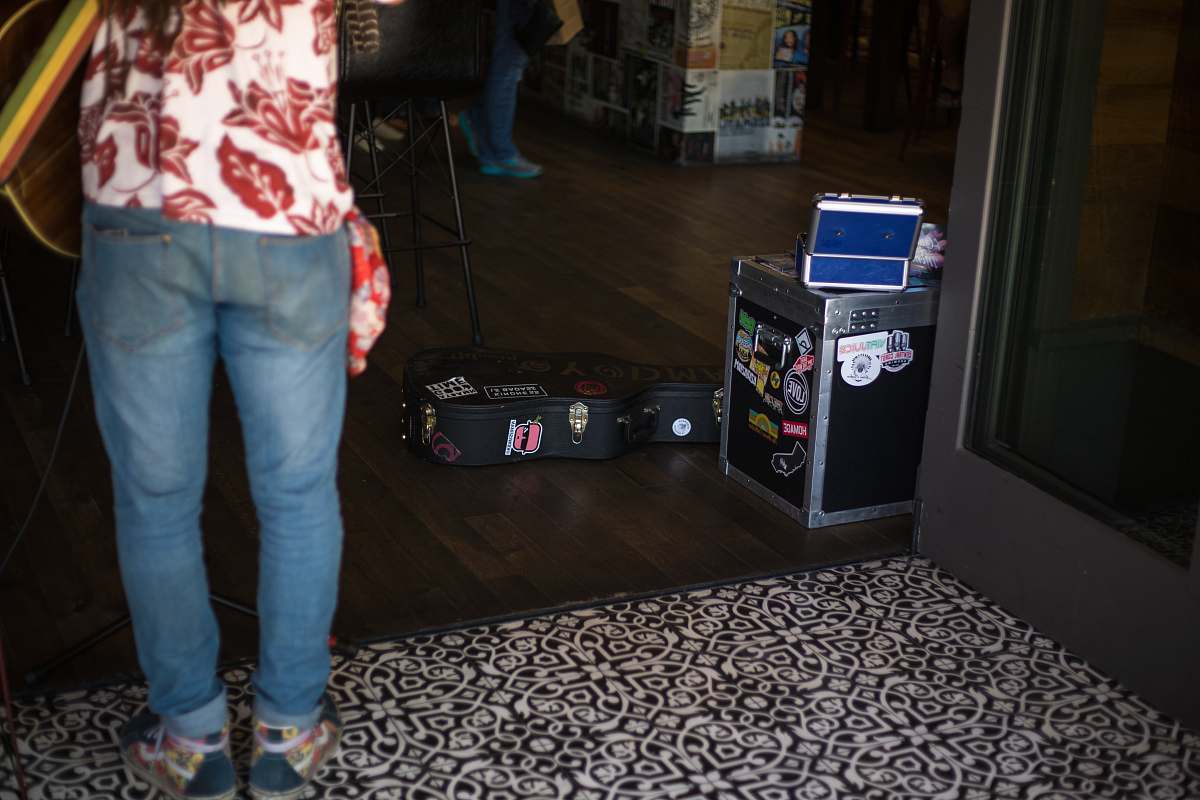 human woman standing beside box person