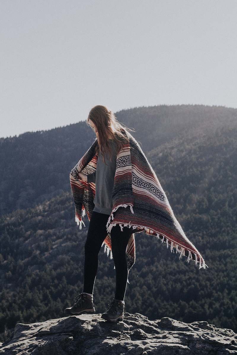 human woman standing on mountain person