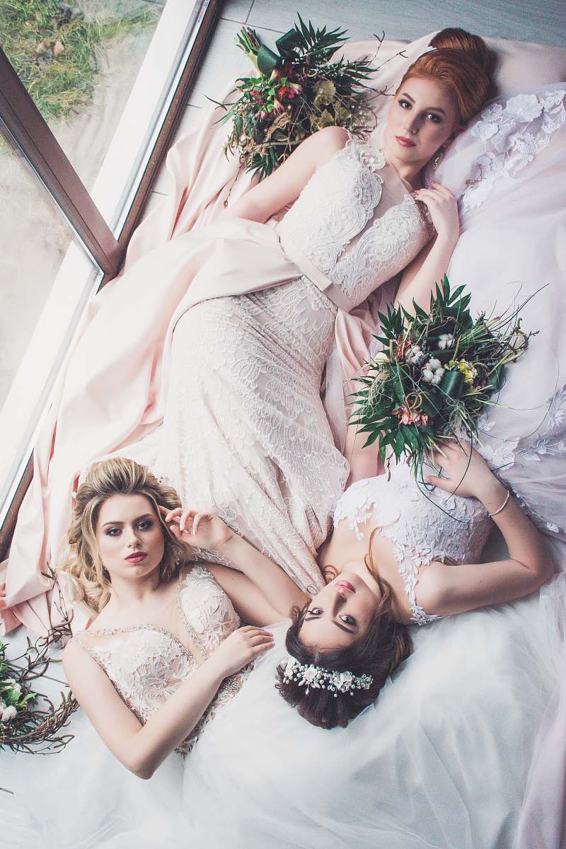 human women's pink floral wedding dress wedding