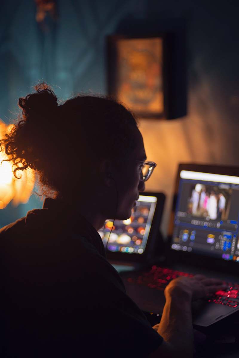 human man using laptop computer people