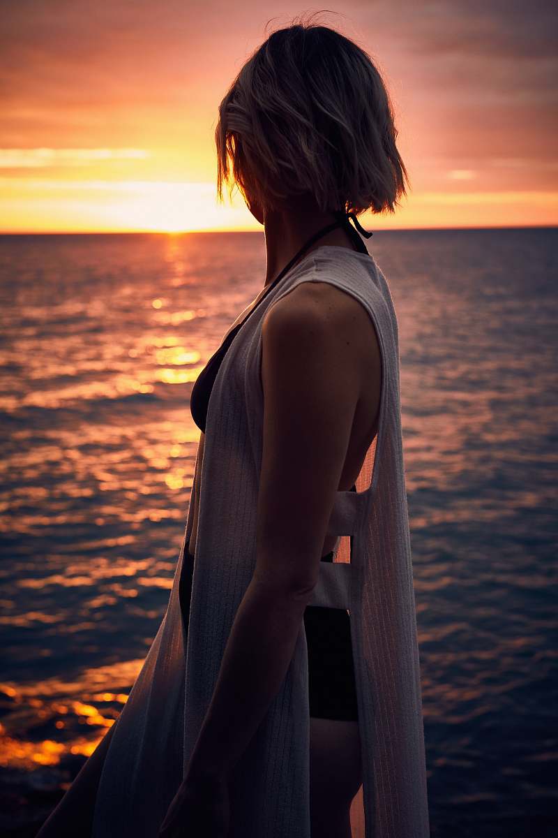 human woman facing sideways at sunset people