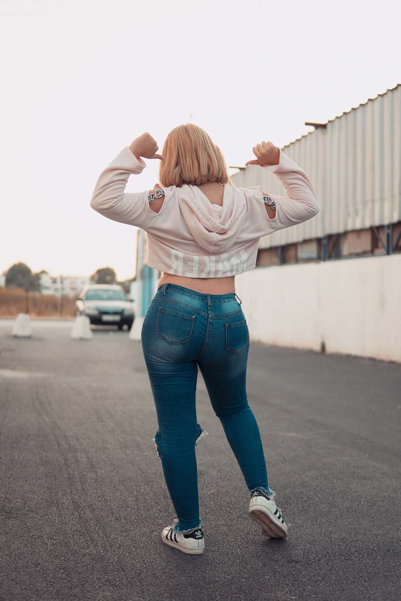 human woman raise her both arms people
