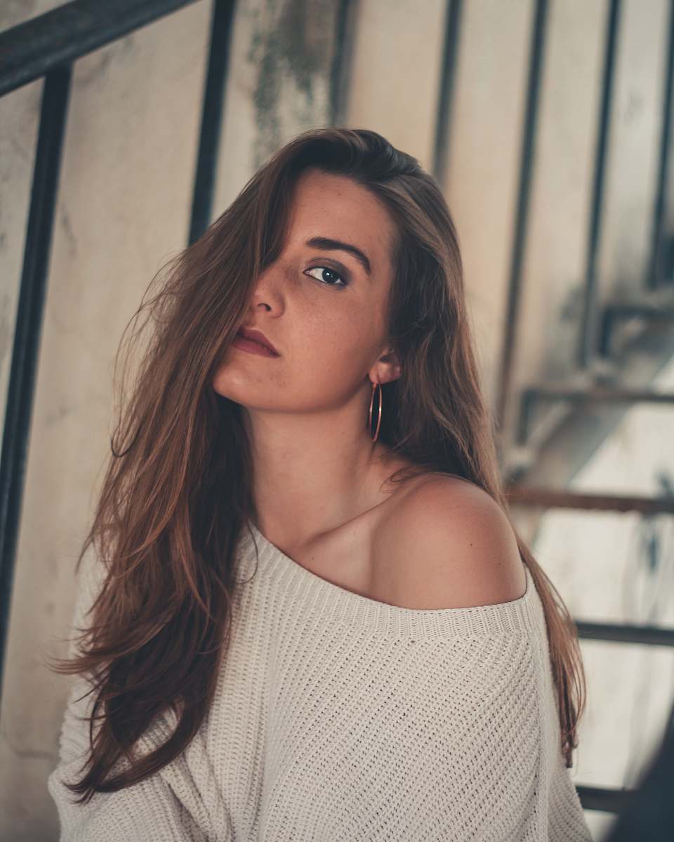 human woman sitting on staircase people