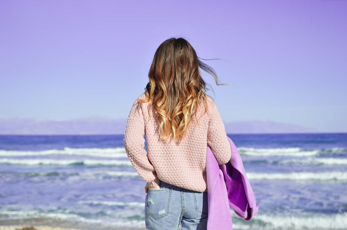 human woman standing at beach people