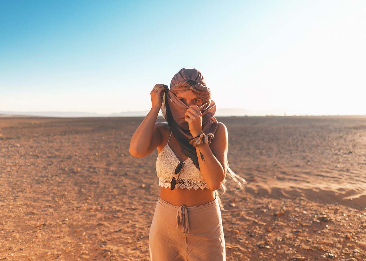 human woman standing on desert people