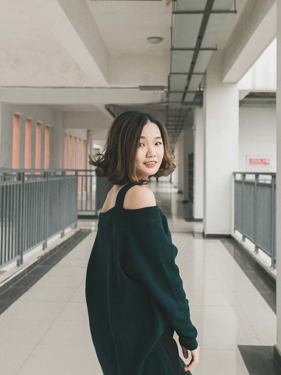 human woman standing on hallway people