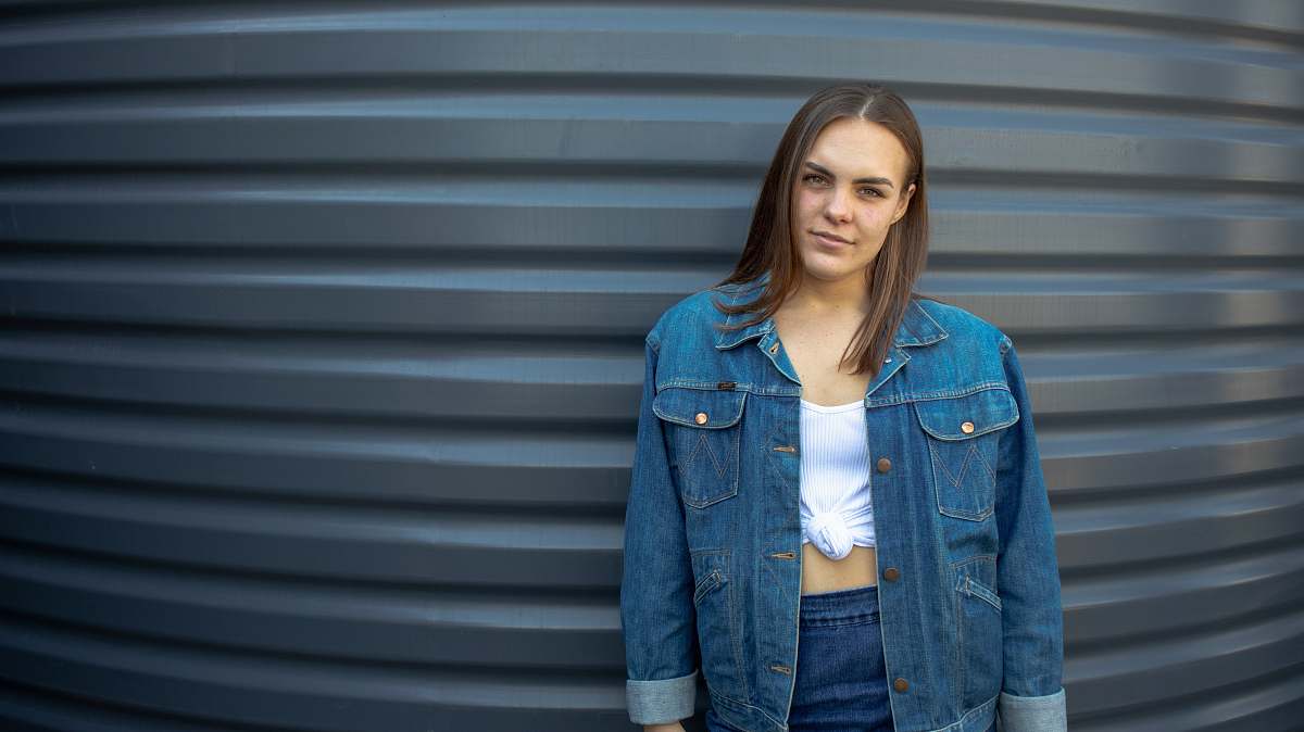 human women's blue denim skirt denim