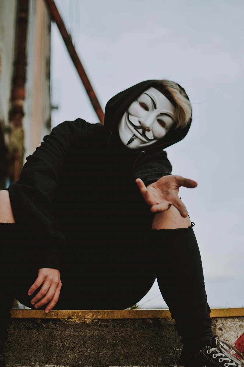 clothing person wearing Guy Fawkes mask sleeve