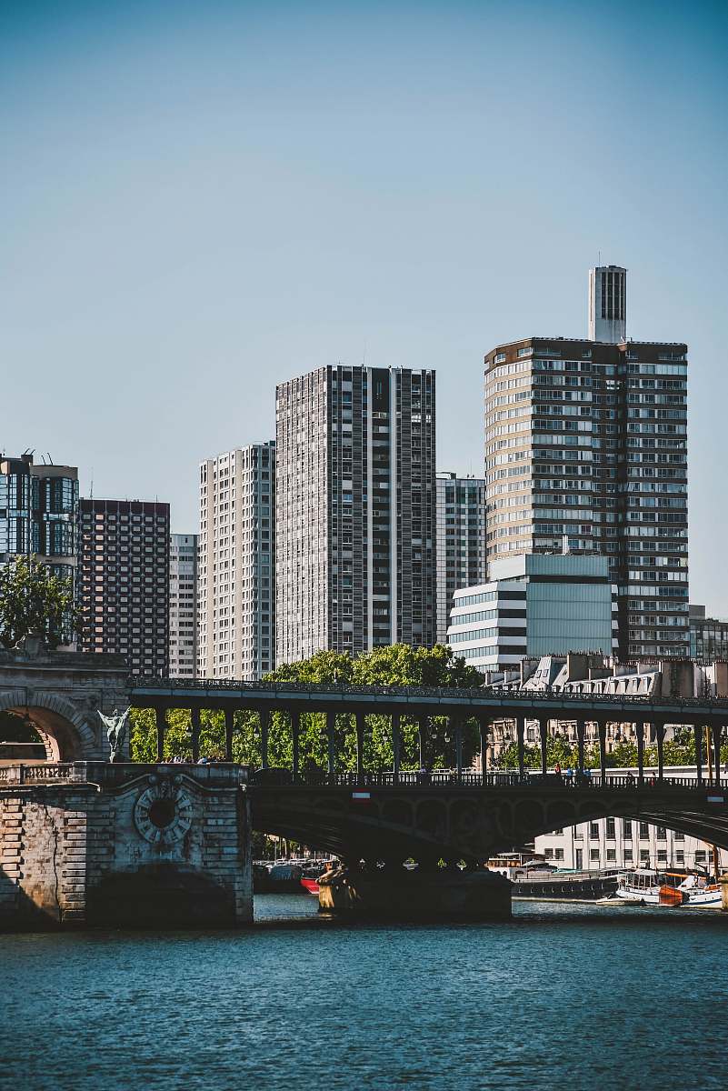 architecture bridge in front of buildings city