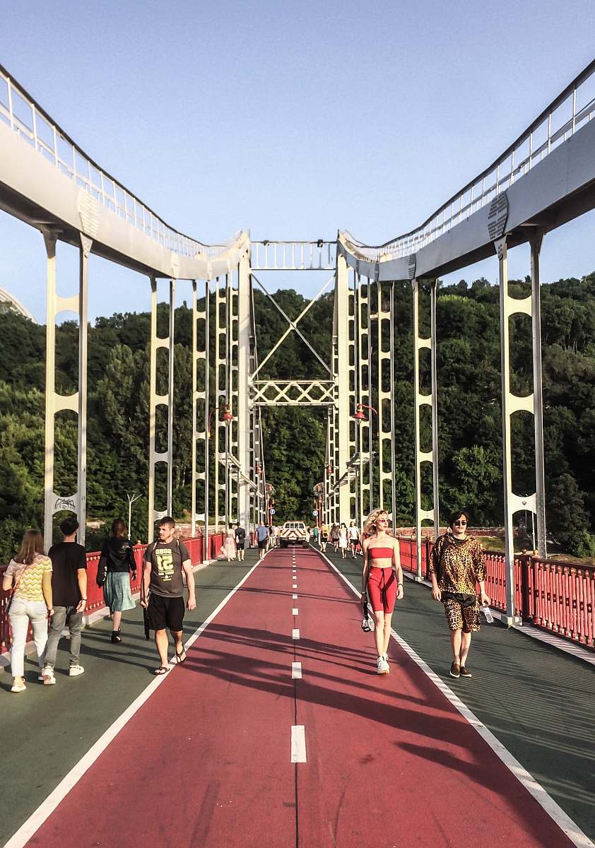 person people walking on bridge pedestrian