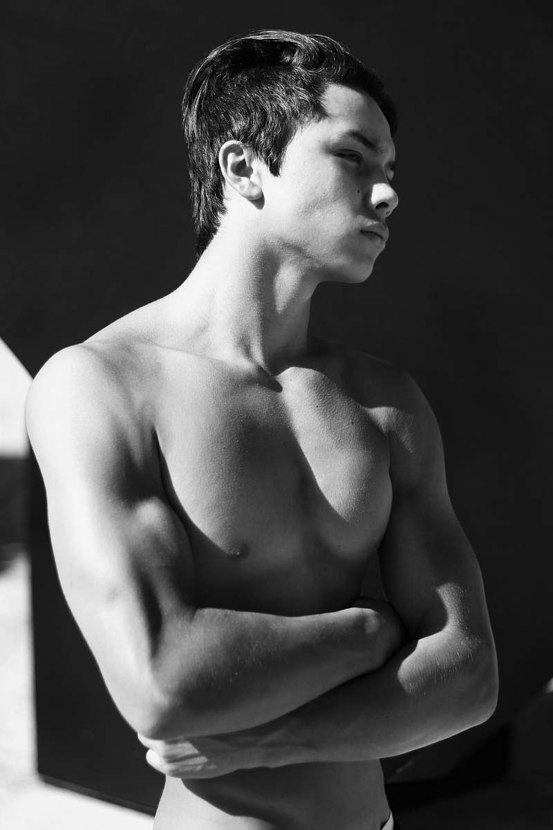 black-and-white topless man australia