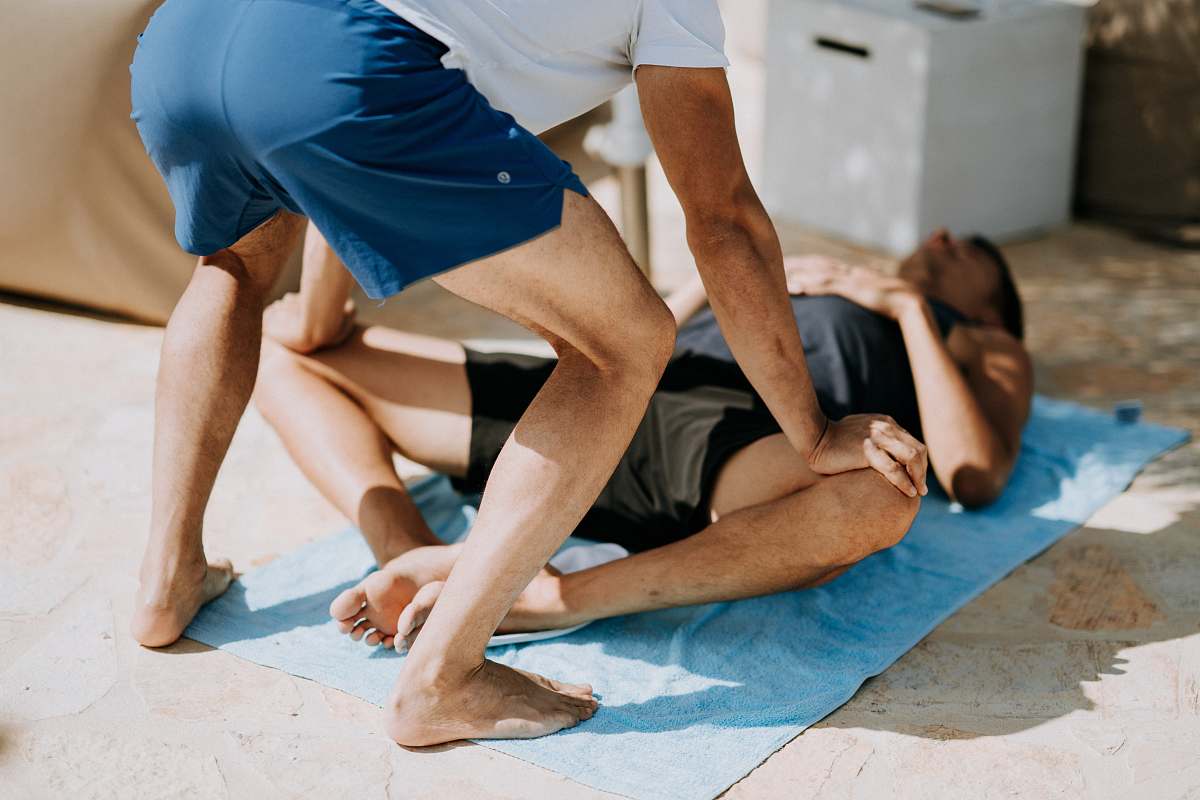 people two men about to wrestling person