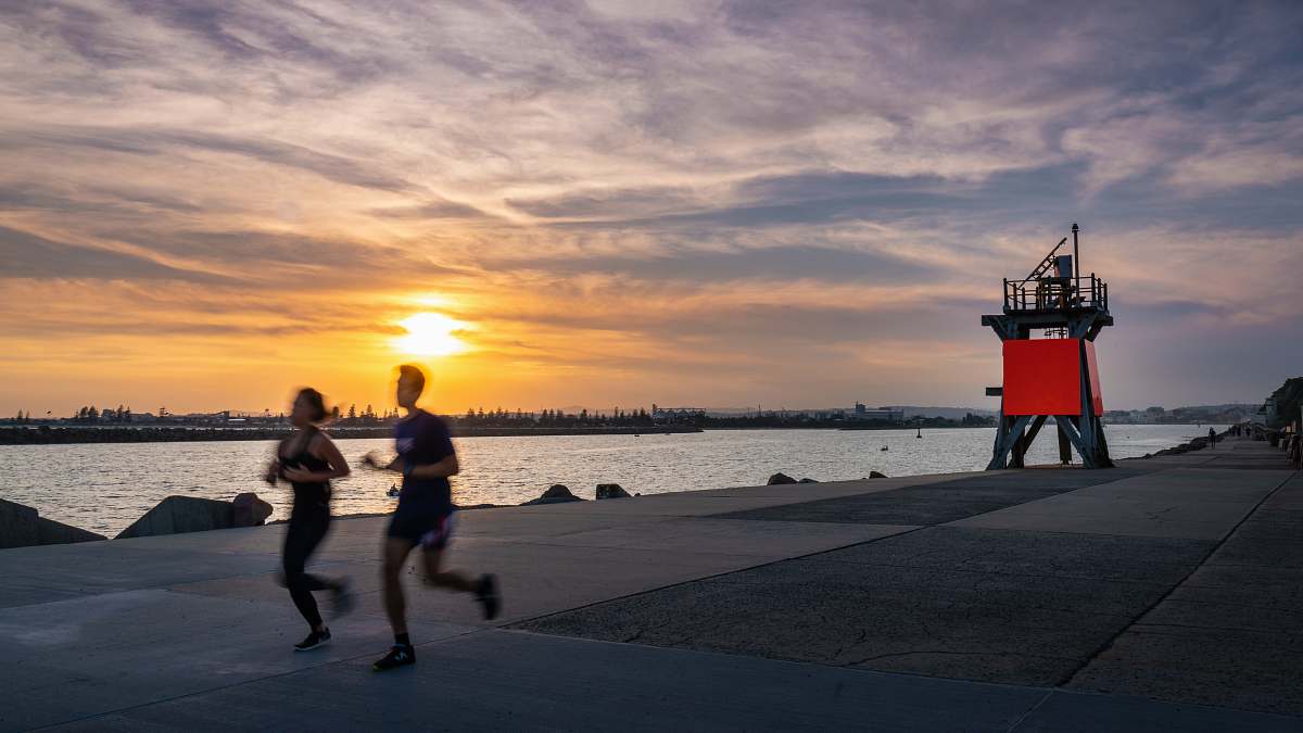 person two persons jogging together exercise