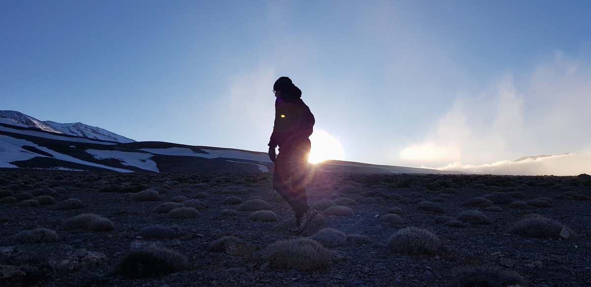 flare woman on field light