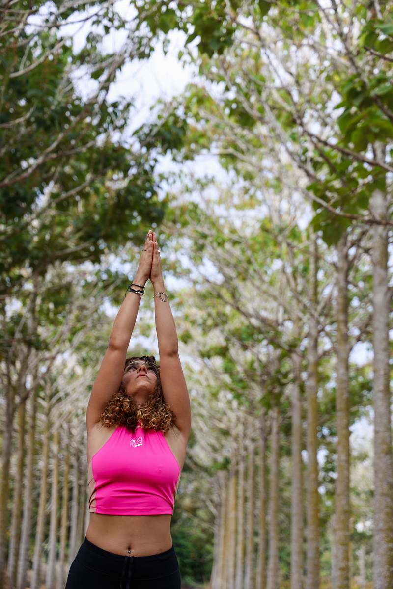 apparel woman wearing pink crop top clothing