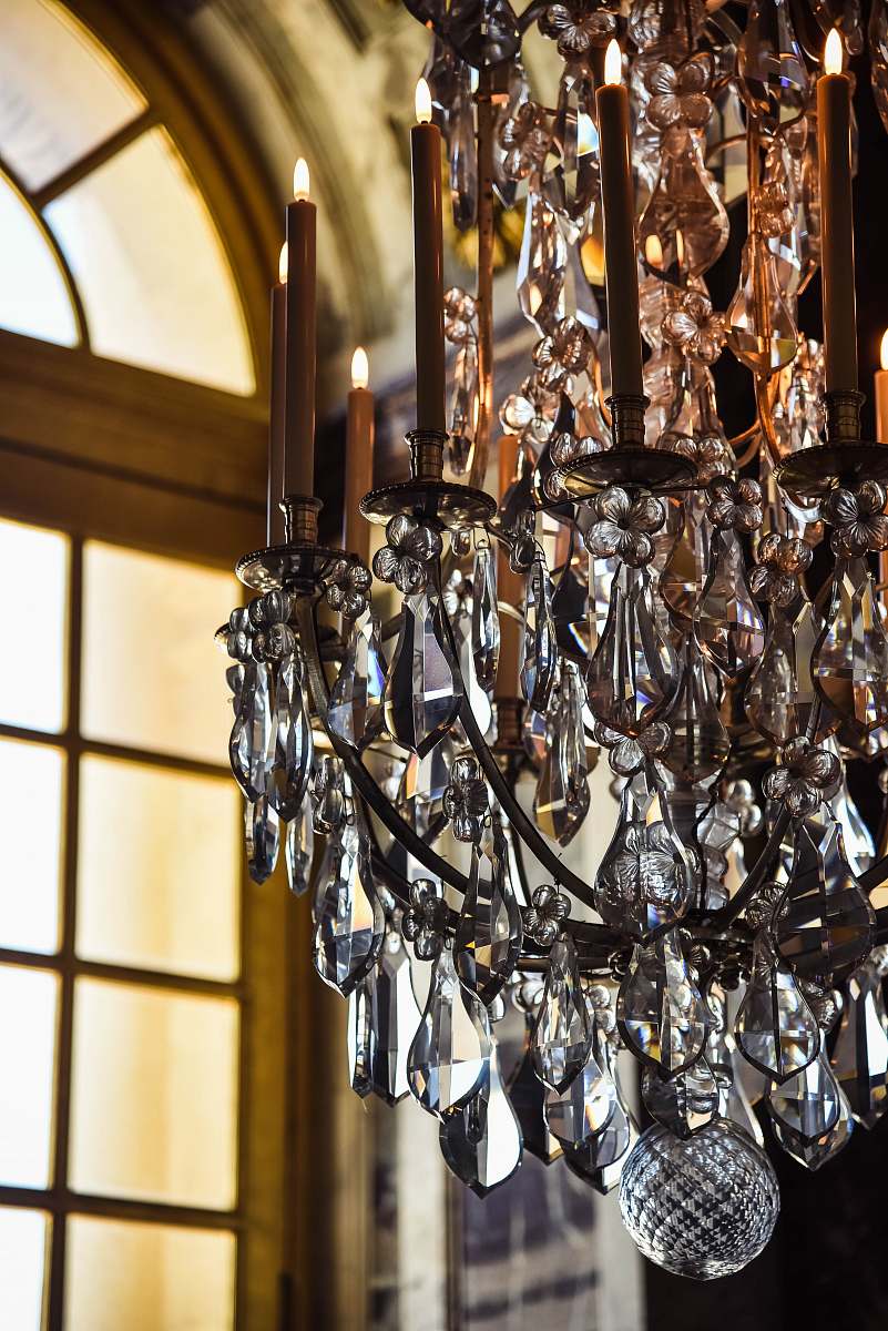 chandelier gold clear crystals chandelier near window vintage