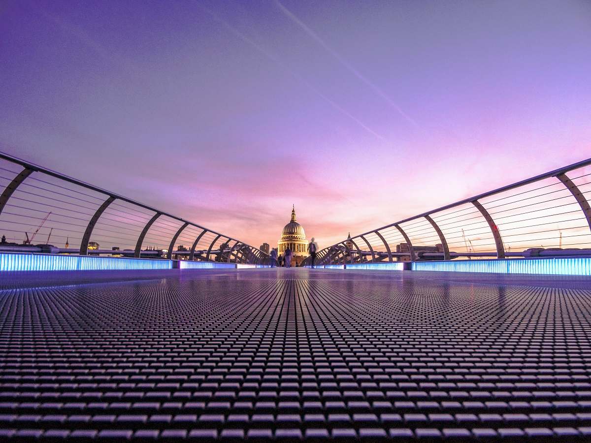 city A view of St. Paul's Cathedral from the Millennium Bridge in London millennium bridge