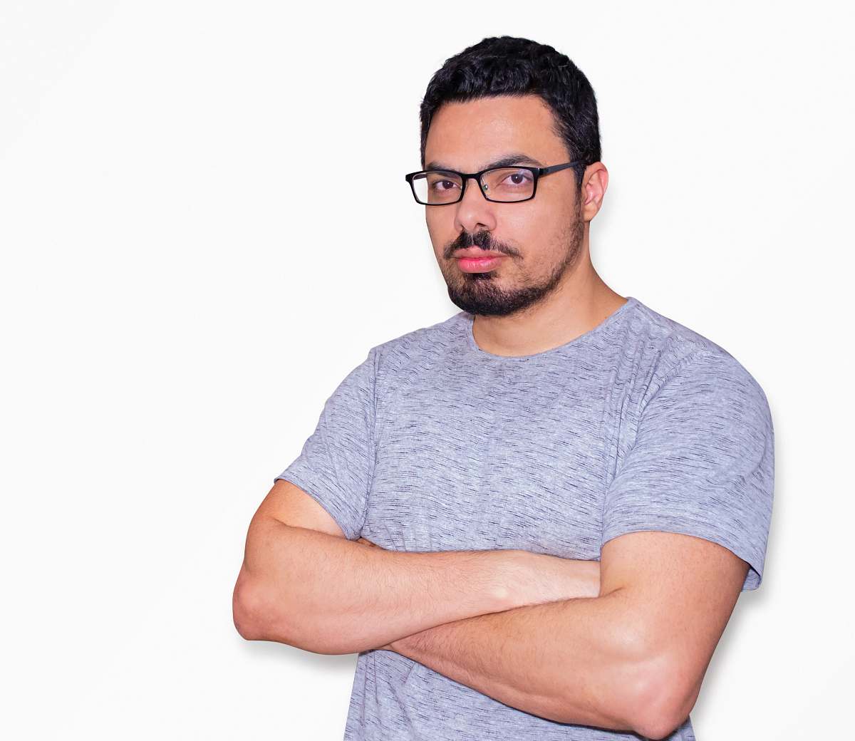 human man in gray shirt man