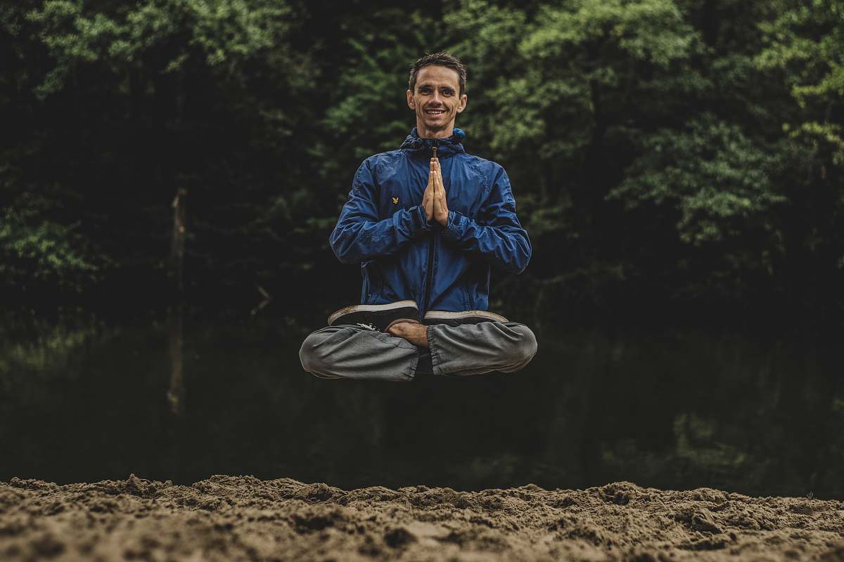 apparel man wearing blue full-zip jacket floating clothing