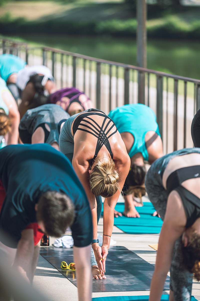 human people doing yoga during daytime yoga