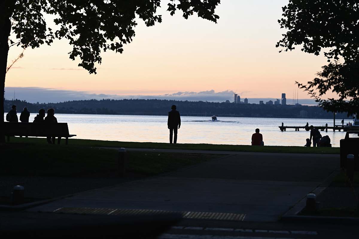 human silhouette of person facing sea outdoors