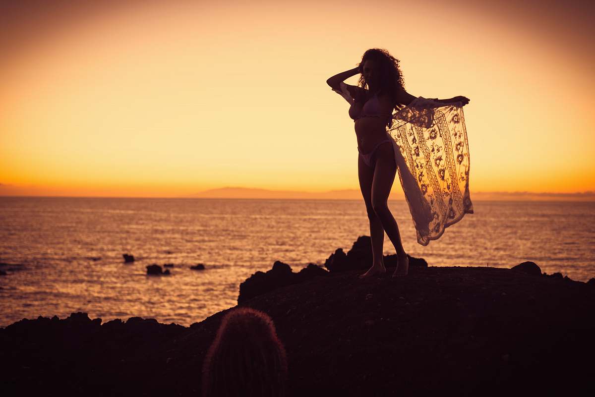 human woman standing near sea standing