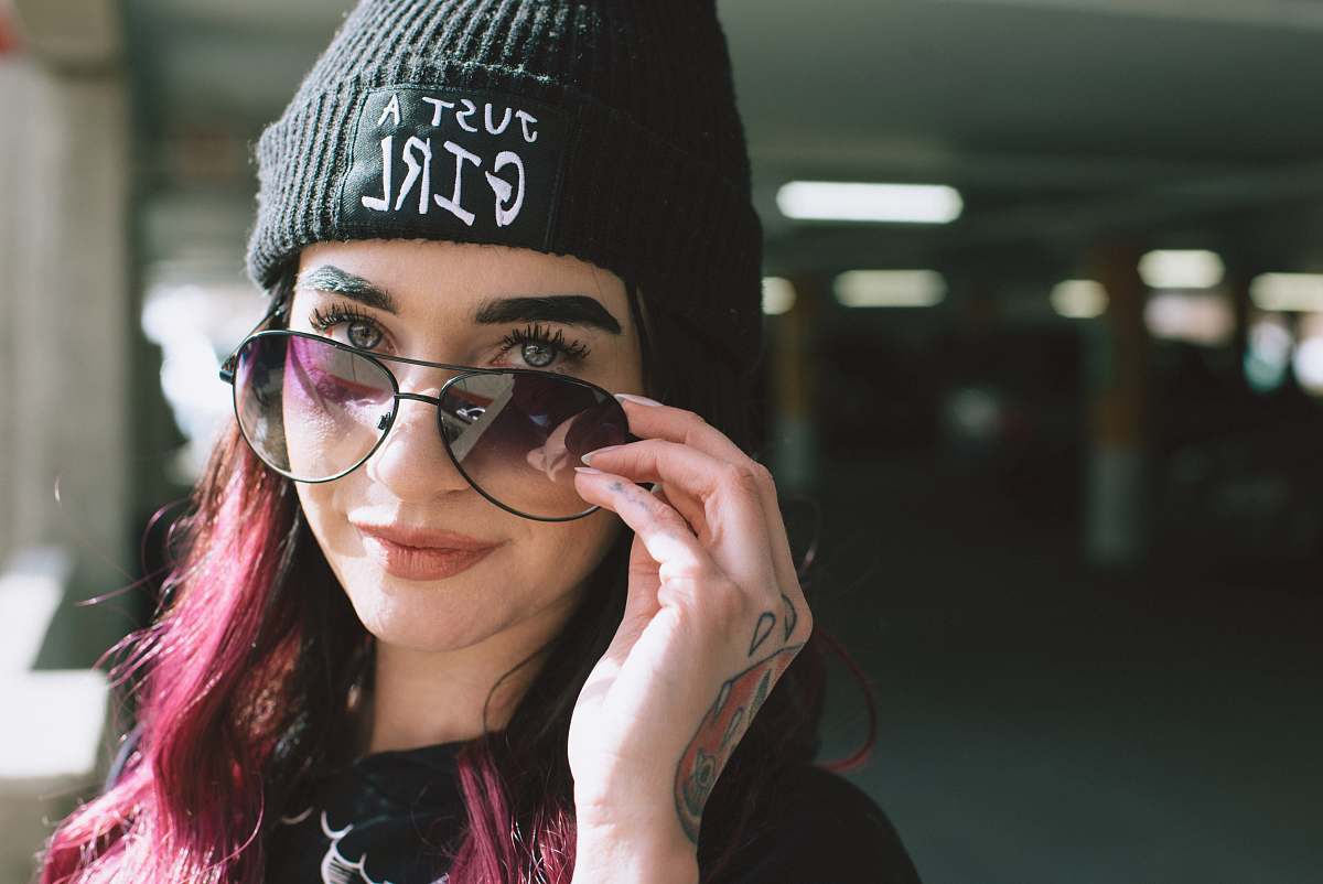 human woman wearing sunglasses glasses