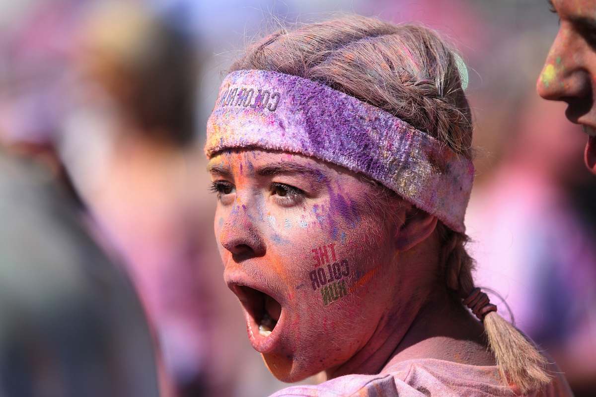 human woman wearing white headband face