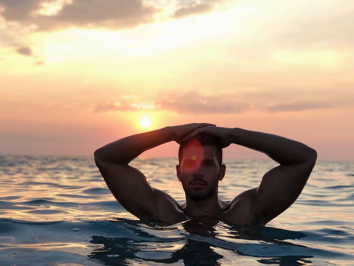 exercise man in water working out