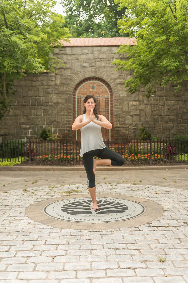 human woman standing using one foot person