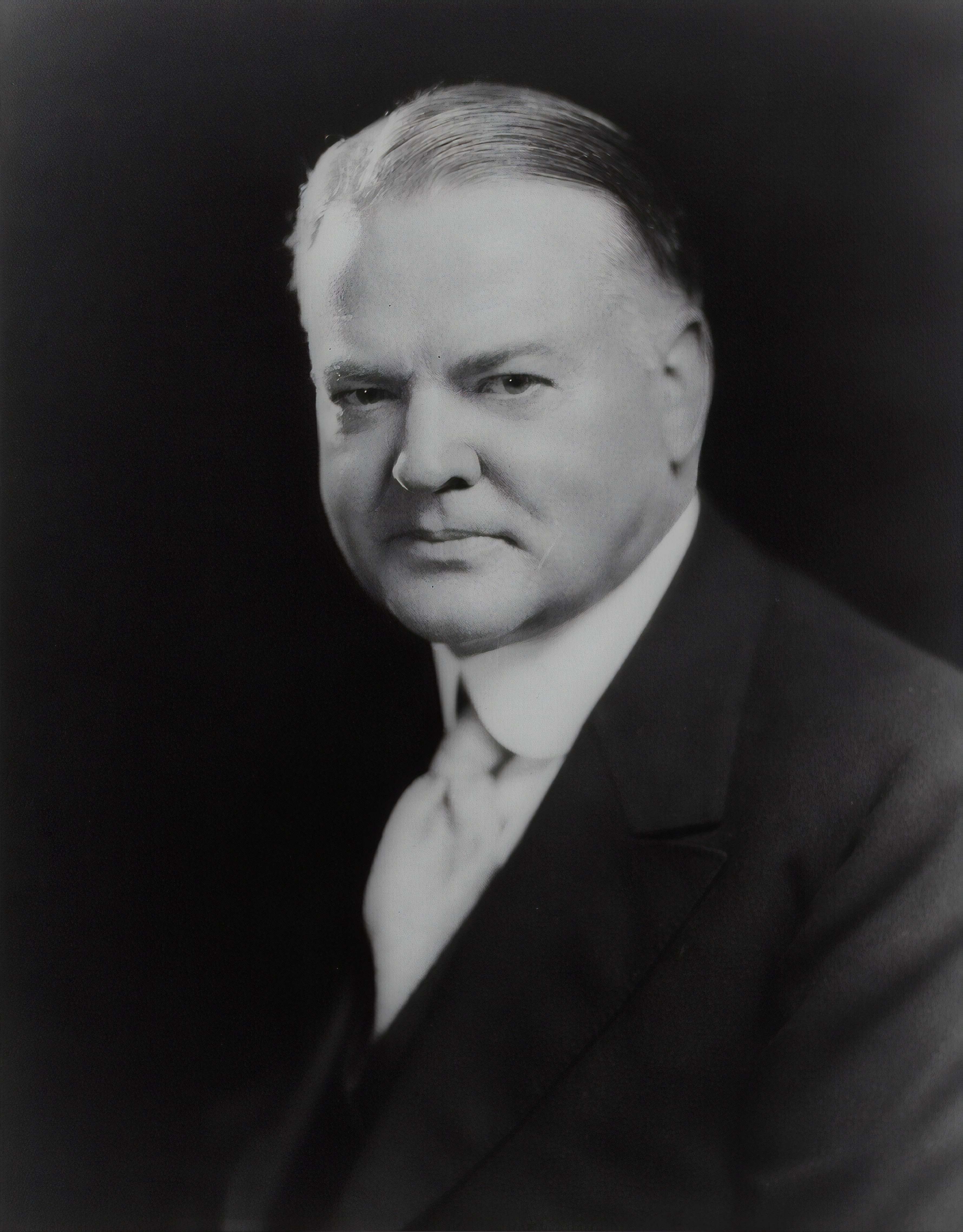 black-and-white President Herbert Hoover face Image - Free Stock Photo