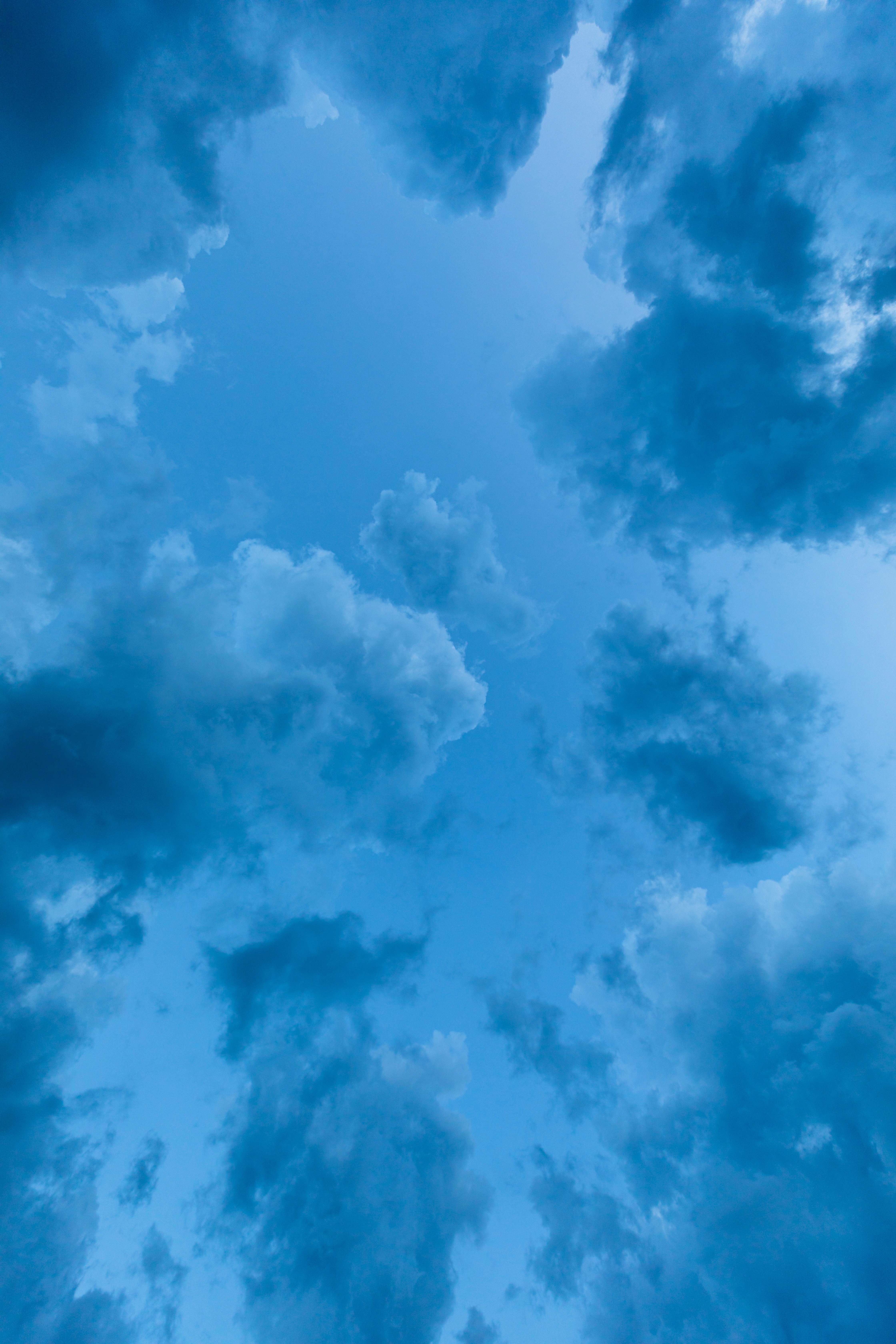 sky low angle view of blue clouds azure sky Image - Free Stock Photo