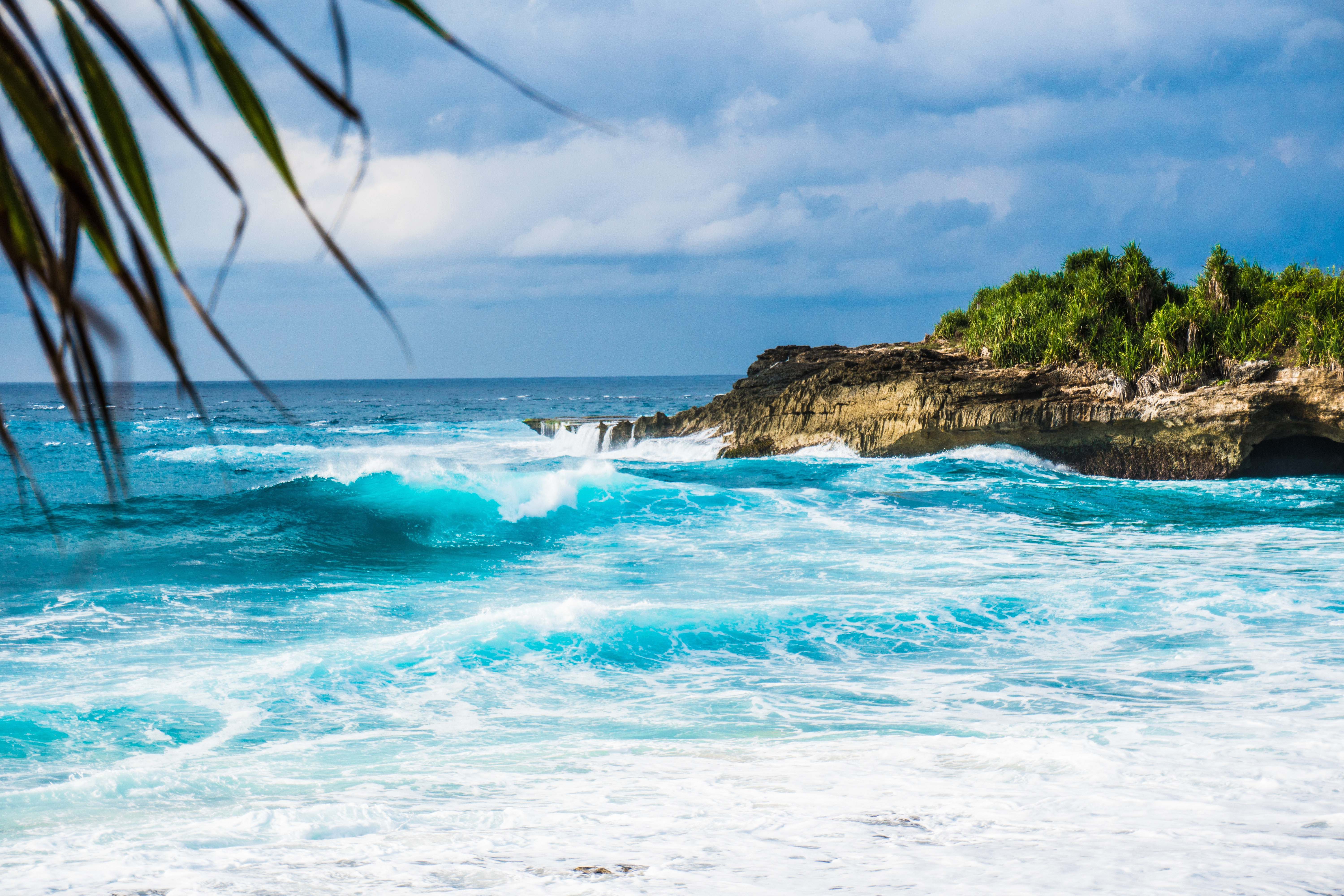 Beach Ocean Waves Rushing Trough Stones Waves Image Free Photo