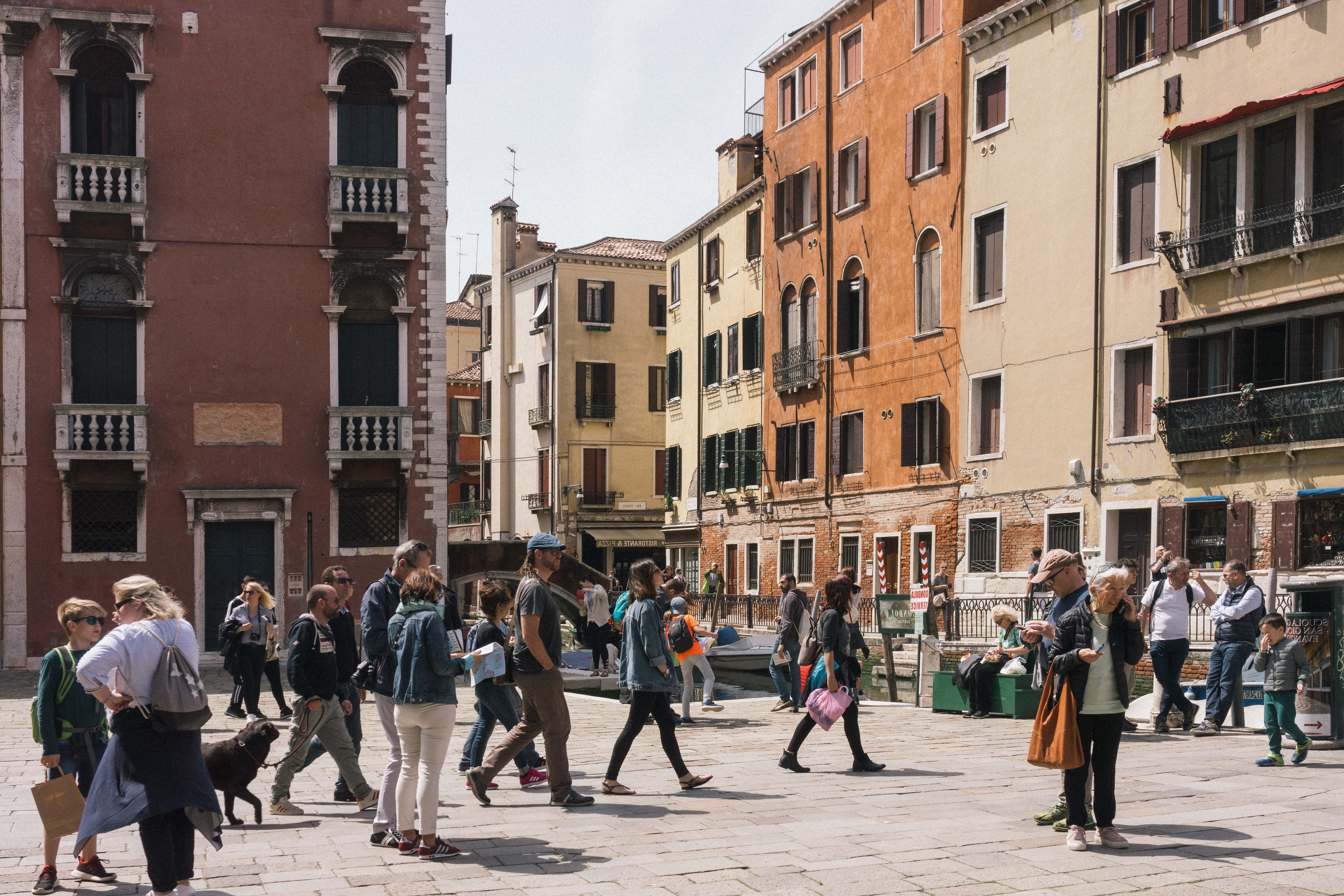 person people walking on sidewalk pedestrian Image - Free Stock Photo