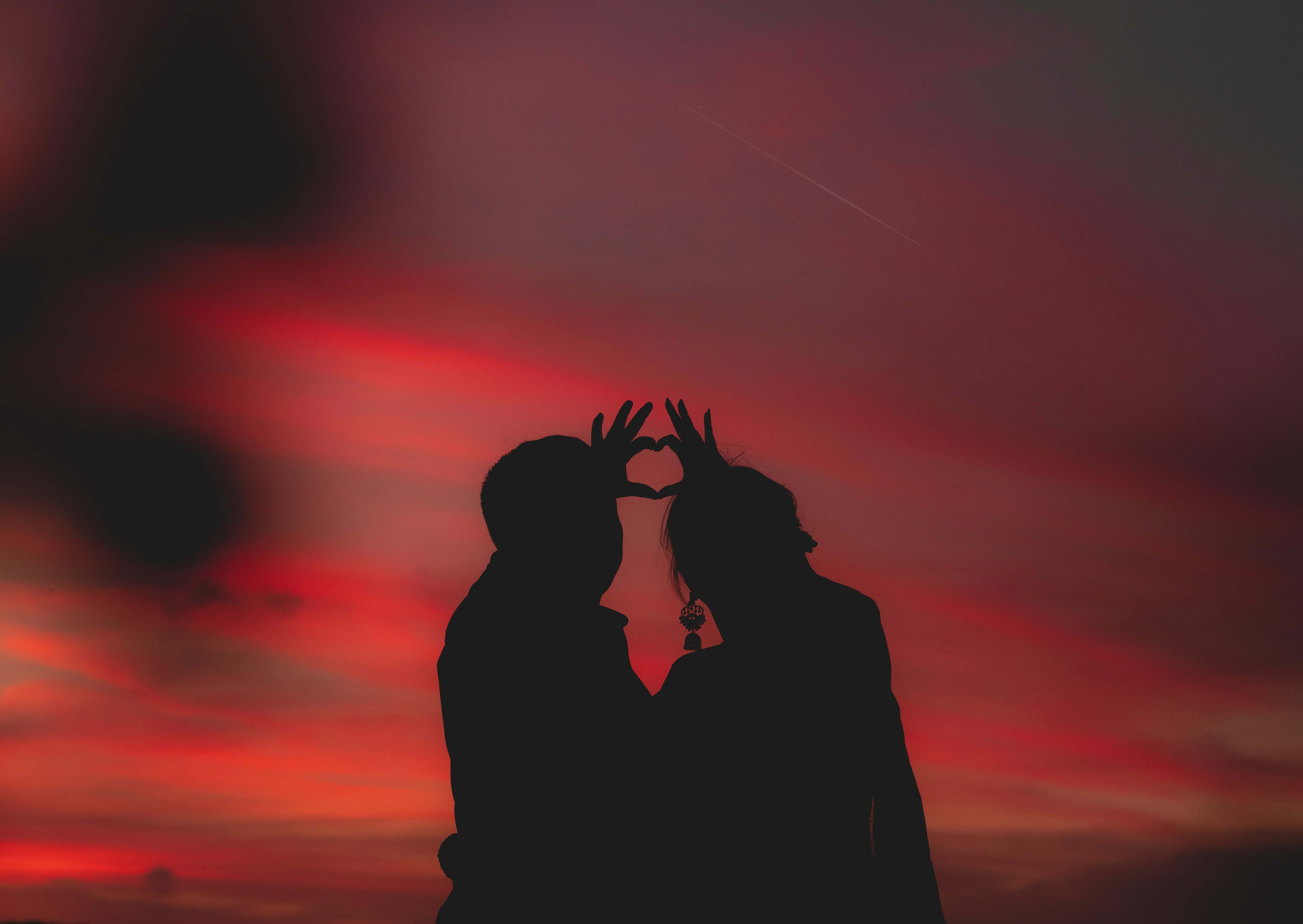 Nature Silhouette Photography Of Two Person Outdoors Image Free Photo