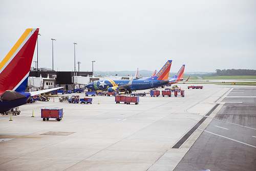 aircraft parked passenger airplane on airport transportation