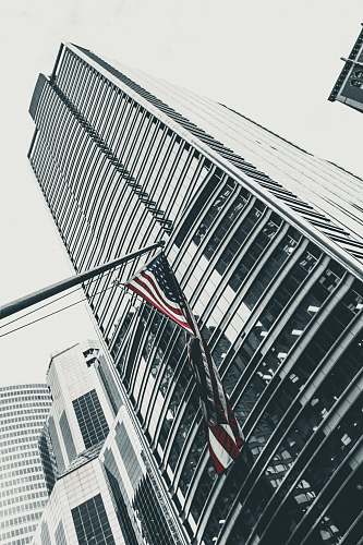 building U.S.A. flag and skyscraper building city