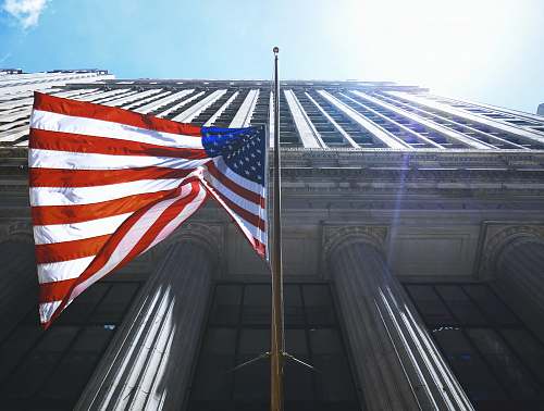symbol US flag waving on pole chicago
