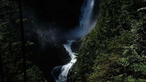 nature waterfall between mountain waterfall