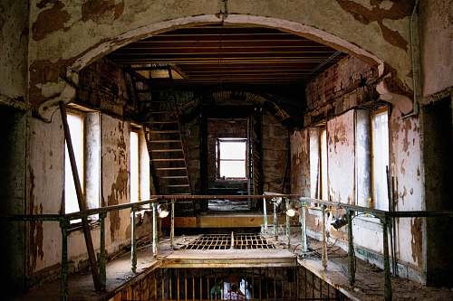 banister brown abandoned building interior eastern state penitentiary