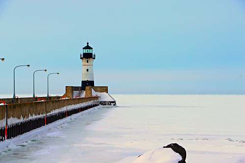 architecture snow covered lighthouse tower