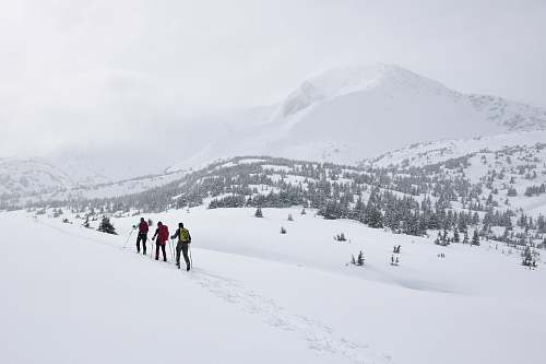 outdoors three people walking on snow snow