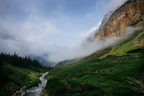 outdoors view of hill with fogs nature