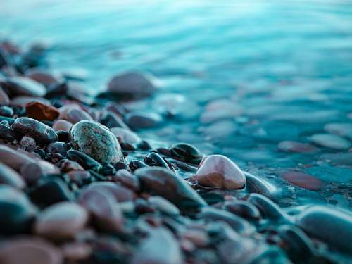 pebble brown and black stones at the seashore petoskey state park