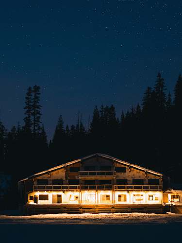 outdoors house with lights night