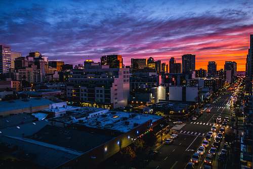 outdoors lighted city at night landscape