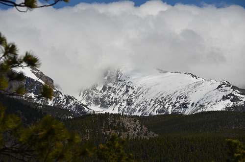 outdoors overlooking forest and mountains mountain range