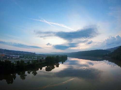 nature river and green trees sky