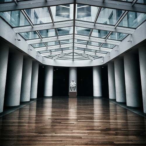 building architectural photography of modern building with glass roofing window